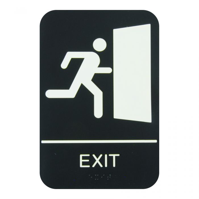 Thunder Group Information Sign with Braille serves as a crucial navigational aid within various environments, such as commercial buildings, public spaces, or educational institutions. Designed with bold, white lettering on a black background with a graphic image, this information sign is easy to see and helps get your message across even at a glance. The sign features universal symbols and clear letters on anti-glare surfaces to give a professional, seamless look to any space.