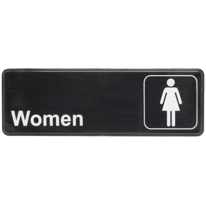 Thunder Group Information Sign with Symbol lets your customers know which bathroom is designated for women. A sign like this helps you maintain an organized and professional environment that your customers and workers will appreciate. The sign features universal symbols and clear letters on anti-glare surfaces to give a professional, seamless look to any space. The dimensions of this sign are 9x3-Inch so it can be placed in any area to suit your needs and not take away from the rest of the space and decor.