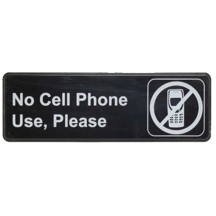 Thunder Group Information Sign with Symbol warns your customers that cell phones are not permitted a specific area or the entire establishment. A sign like this helps you maintain a professional and quiet environment that your customers and workers will appreciate. The sign features universal symbols and clear letters on anti-glare surfaces to give a professional, seamless look to any space.