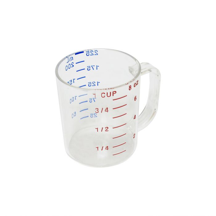 Thunder Group Measuring Cup is an essential item for both home and commercial kitchens. Measuring water, milk, oil and other ingredients is extremely easy with this utensil! Due to its durable polycarbonate construction the cup has an amazing quality and will last you for many years. The graduation on the measuring cup allows you to easily see the measurements while allowing you also seeing the liquid inside the cup. This perfect item also can easily fit in the microwave oven, fridge or even freezer.