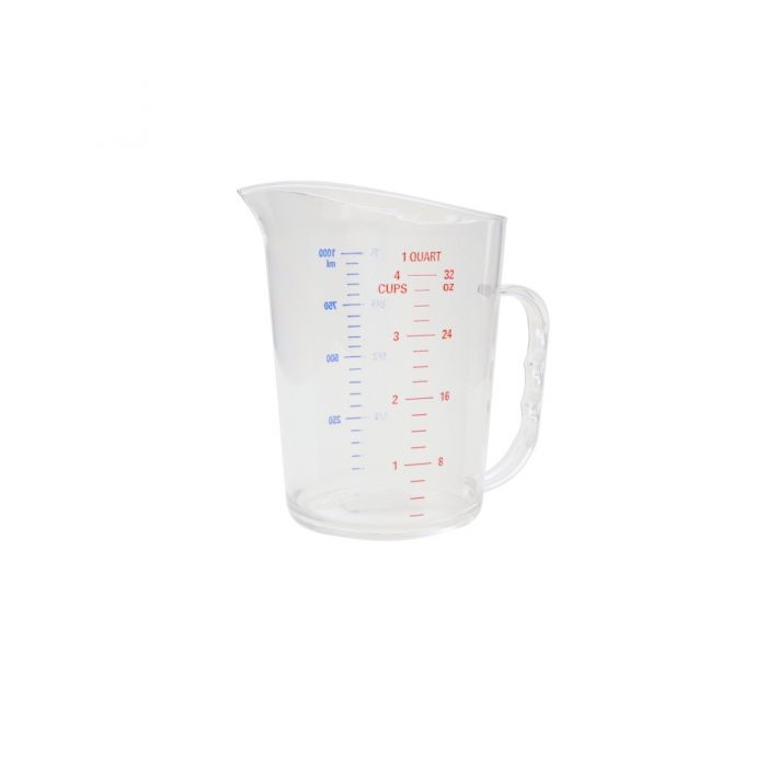 Thunder Group Measuring Cup with U.S. and Metric Measurements is an essential item for both home and commercial kitchens. Measuring water, milk, oil and other ingredients is extremely easy with this utensil! Due to its durable polycarbonate construction the cup has an amazing quality and will last you for many years. The graduation on the measuring cup allows you to easily see the measurements while allowing you also seeing the liquid inside the cup.