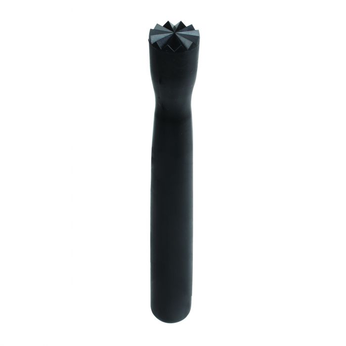 Thunder Group Bar Muddler with Triangular Head is a dependable and efficient tool tailored for professional bartenders and kitchen staff. Crafted from durable black polycarbonate, it features an 8-inch length and a textured netted head that offers optimal grip for crushing fruits, herbs, and spices. This design enhances the release of flavors, making it ideal for preparing cocktails and culinary infusions with precision and consistency.