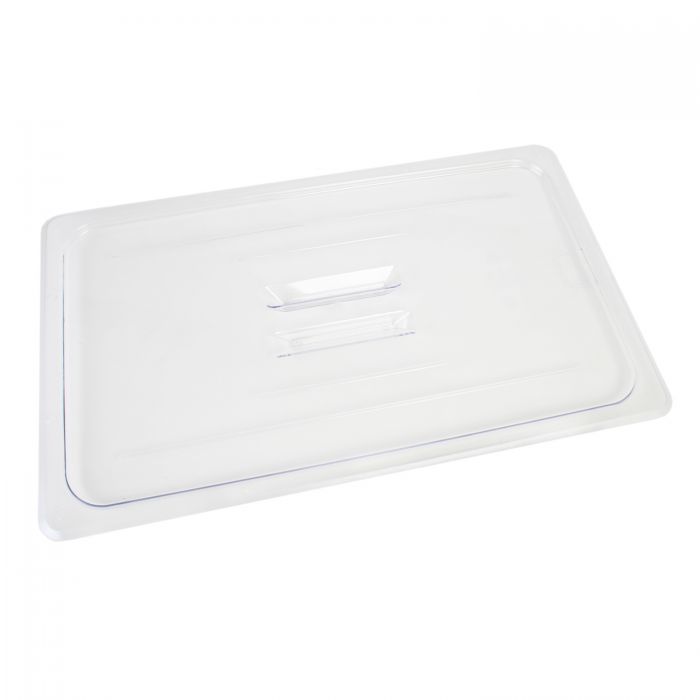 Thunder Group Solid Cover For Full Size Food Pan is a dependable solution for commercial kitchens that prioritize durability and efficiency. Designed to fit full-size food pans, this solid cover is made from high-quality polycarbonate, offering excellent resistance to breakage and scratching. Its clear construction allows for easy visibility of contents without the need to remove the lid, helping streamline kitchen operations. A built-in handle ensures a secure grip for quick and convenient use.