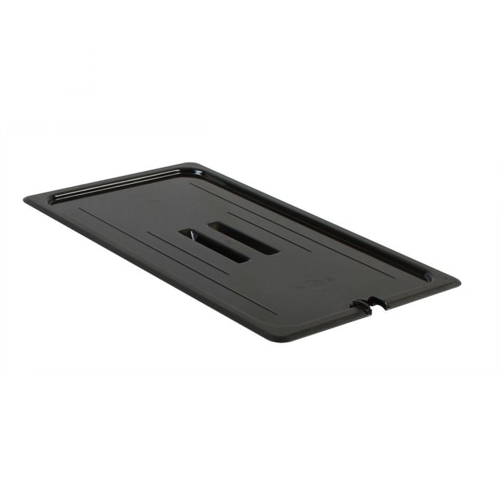 Thunder Group Slotted Cover For Full Size Food Pan is a dependable solution for commercial kitchens that prioritize durability and efficiency. Designed to fit full-size food pans, this solid cover is made from high-quality polycarbonate, offering excellent resistance to breakage and scratching. Its clear construction allows for easy visibility of contents without the need to remove the lid, helping streamline kitchen operations. A built-in handle ensures a secure grip for quick and convenient use.