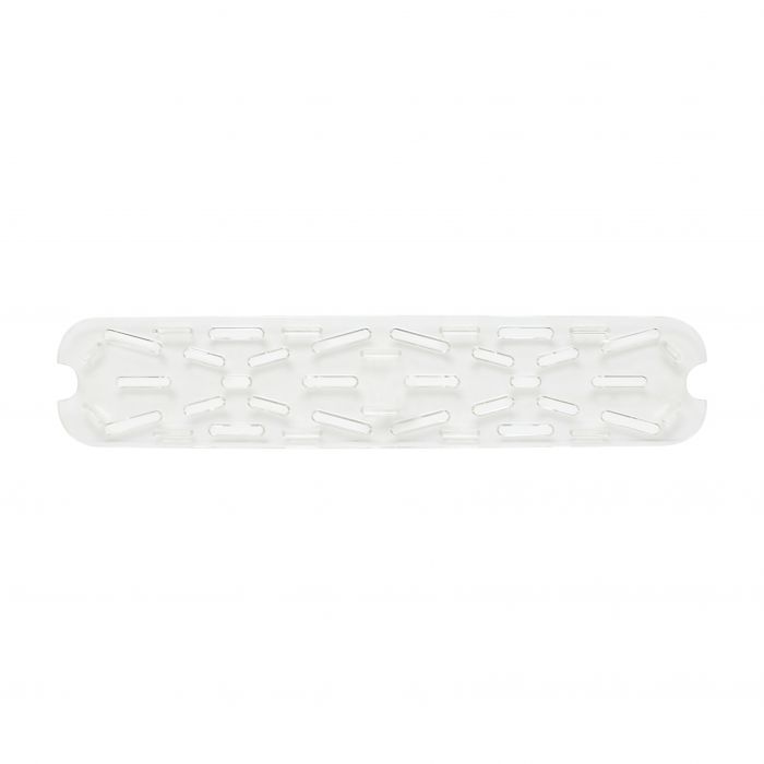 Thunder Group Drain Shelf for Half Size Long Pan is an essential accessory for enhancing kitchen efficiency and food safety. Designed to fit seamlessly into half-size food pans, this drain shelf helps keep contents elevated and out of liquid, preserving food quality. Made from clear, shatter-resistant polycarbonate, it withstands the demands of commercial use while allowing easy visibility of stored contents.