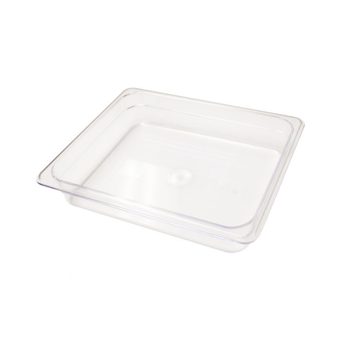 Thunder Group Half Size Food Pan is built for the rigorous demands of commercial food service. With a depth of 2 1/2 inches, this clear polycarbonate pan offers ample space for storing, prepping, and serving a wide variety of ingredients and dishes. Its durable, shatter and scratch resistant construction ensures reliable performance in busy kitchens, while the transparent design allows for quick content identification.