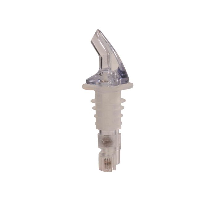 Thunder Group Measured Liquor Pourer 12/Pcs features a clean clear tail and a sleek collarless design, crafted from durable acrylonitrile to deliver precise consistent pours. Designed to fit standard 750 ml liquor bottles, it dispenses an exact 1.25 oz (1-1/4 oz) shot every time, making it perfect for portion control, reducing waste, and increasing speed in bars, restaurants, or home bars.
