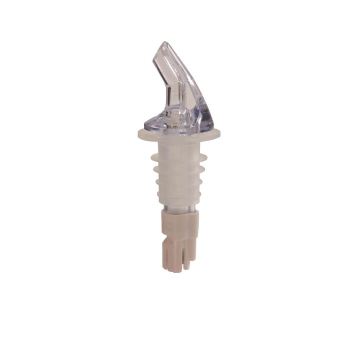 Thunder Group Measured Liquor Pourer 12/Pcs features a bright color-coded white tail and a clean collarless design, crafted from tough acrylonitrile for durable precise pours. Designed to fit standard 750 ml liquor bottles, it accurately dispenses a 2 oz shot every time, making it ideal for portion control, reducing waste, and boosting service speed in busy bars, restaurants, or at home.