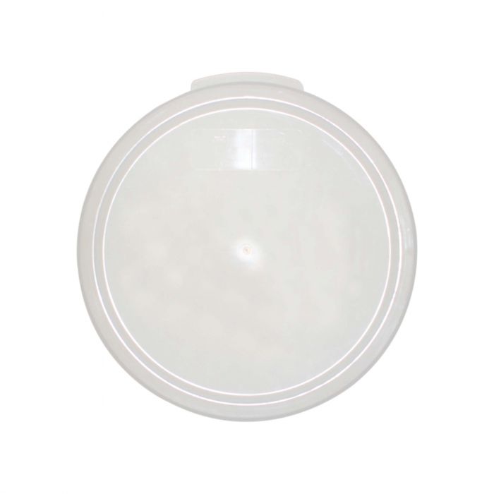 Thunder Group Round Cover is designed to fit 2 quart (PLRFT302TL) and 4 quart (PLRFT304TL) round food containers, providing a secure and hygienic seal. Made from clear polypropylene, this lid is break-resistant, shatter-resistant, and withstands temperatures from -40°F to 210°F. NSF certified and dishwasher safe, it is ideal for safe food storage in commercial kitchens. Not for use in microwave or oven.