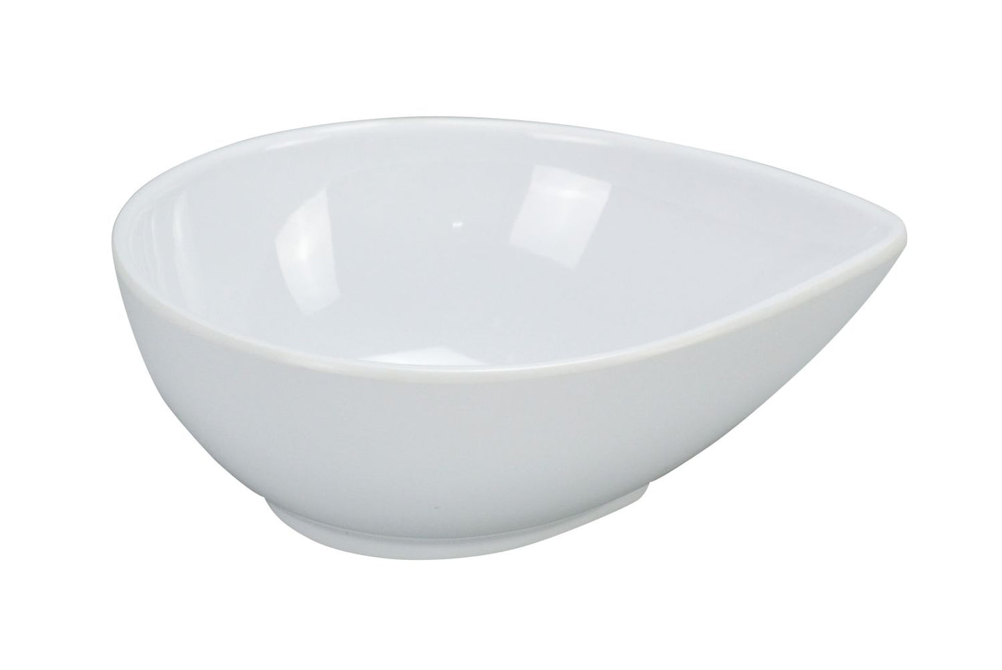 Yanco Waterdrop Shape Dish RM-704 is a stylish and durable serving option, ideal for restaurants, catering services, and hospitality venues. Measuring 4" x 3.5" x 1.5", this uniquely designed waterdrop-shaped dish is perfect for serving dips, sauces, and spices. Crafted from high-quality melamine, it offers the look of ceramic while being lightweight, shatter-resistant, and built for frequent use. Part of the Rome collection, its sleek white finish complements any dining setting.