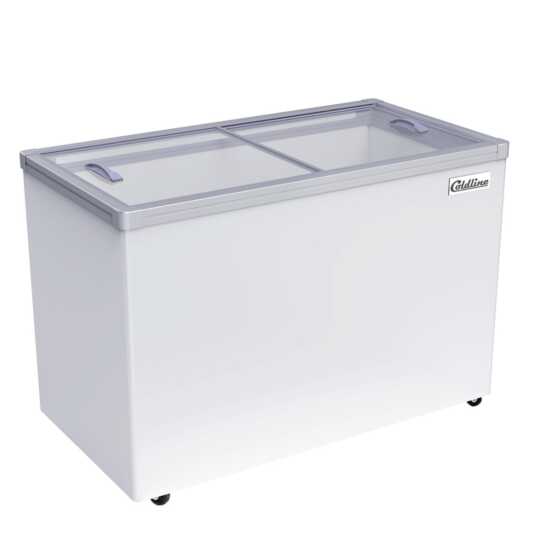 Coldline SD46 46" Glass Top Ice Cream Freezer, 11 cu. ft., perfect for showcasing and storing a large variety of frozen desserts. Features a spacious design with a clear glass top for easy access and visibility.