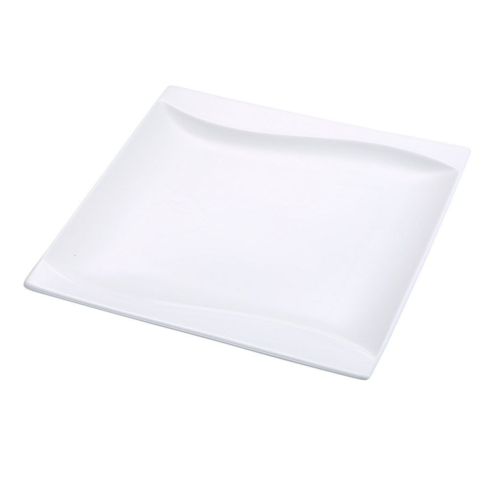 Yanco Square Plate SW-110 is an elegant and versatile choice for serving appetizer platters, sharing meals, main courses, and sushi. Crafted from high-quality porcelain, it features a smooth white glaze and distinctive sea wave-shaped sides that bring sophistication to any dining setting. With its spacious 10-inch size, this plate enhances food presentation while maintaining durability for frequent use.