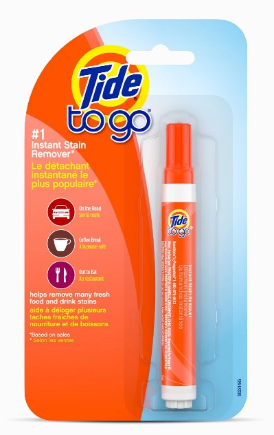 Tide To Go Instant Stain Remover, 1-count pen for quick, on-the-go stain removal from clothes and fabrics