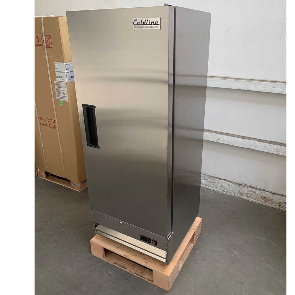 Single-door 25-inch reach-in freezer with a 23.5-inch narrow depth, 64.7-inch height, and stainless steel interior and exterior.