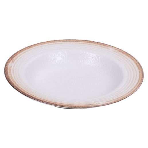 Yanco Pasta Bowl RO-2611 is a stylish and durable choice for serving pasta, salads, and other generous portions. Made from high-quality porcelain with a glazed finish, this round bowl features a refined two-tone design in white and brown. Measuring 11 inches in diameter with a height of 1.75 inches, it offers a 16-ounce capacity, complemented by an 8-inch well that helps keep sauces and ingredients contained.