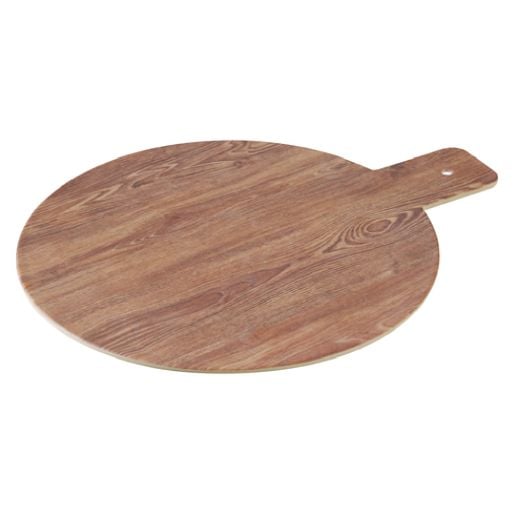Yanco Round Tray With Handle WD-109 blends practicality with rustic charm, making it an excellent addition to any serving collection. With an 8.5-inch diameter, this round tray is perfect for presenting appetizers, desserts, or drinks. Crafted from durable melamine, it mimics the look of natural wood while offering superior resistance to scratches and breakage. The integrated handle provides easy transport, making it a convenient choice for both home and commercial use.