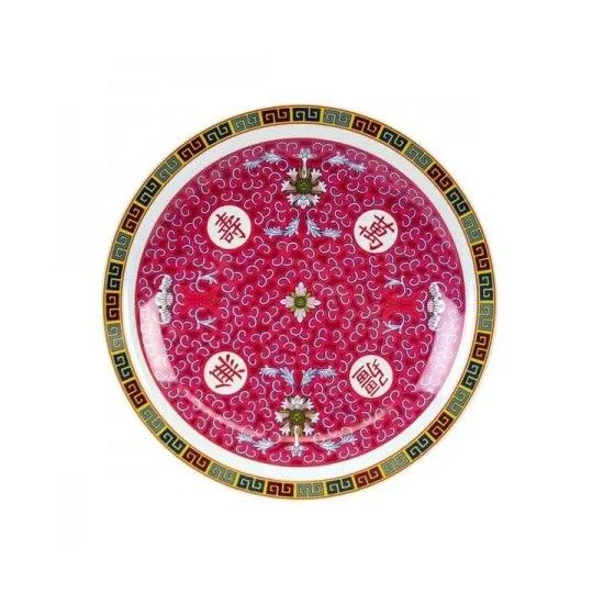 Yanco Round Plate LG-1014 It is made from durable and reliable melamine material, which makes the plate look like ceramics. You can use this stylish plate to serve any dish you want. For example, you can use it for rice, noodles, appetizers or hot meals. The Longevity collection has an elegant and stylish design. Performed in red color, it will perfectly fit any restaurant environment. Whether it's an Italian, Japanese or American cuisine, it will subtly emphasize the atmosphere.