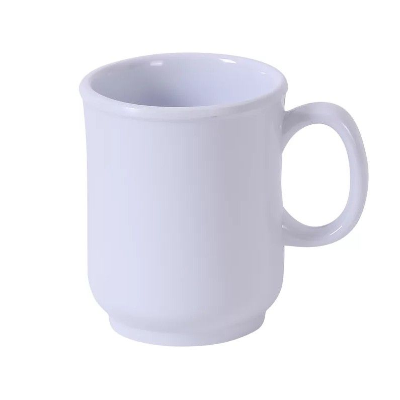 Yanco Bulbous Mug NS-901W Made from the long-lasting and high-quality melamine material these mugs look like ceramics. You can serve any cold or hot drinks in these cups - coffee, tea, cocoa, etc. These white mugs will perfectly fit any establishment design. Thanks to the appearance, they will always look stylish in your cafeteria, restaurant or catering events. The popular volume and sizes of the mug allow you to easily serve the right amount of drink.