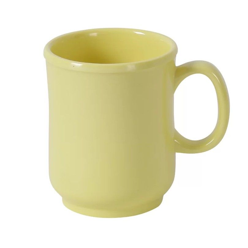 Yanco Bulbous Mug NS-901Y Made from the long-lasting and high-quality melamine material these mugs look like ceramics. You can serve any cold or hot drinks in these cups - coffee, tea, cocoa, etc. These yellow mugs will perfectly fit any establishment design. Thanks to the appearance, they will always look stylish in your cafeteria, restaurant or catering events. The popular volume and sizes of the mug allow you to easily serve the right amount of drink.