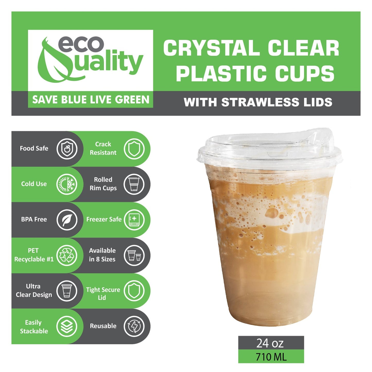 Disposable Pet Clear Plastic Smoothie Cups with Sip Through Lids