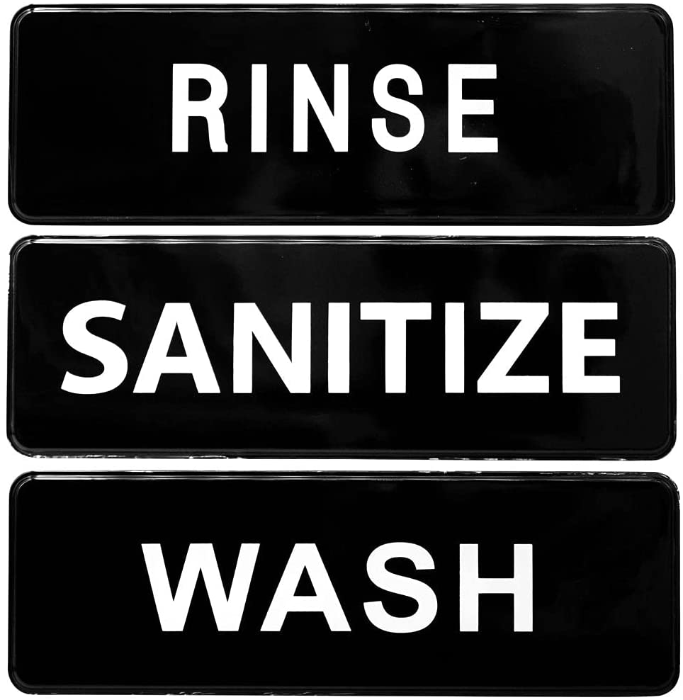 Removable Weather Proof Office Stickers Required Safety Bathroom Kitchen Sign 9" x 3" inches Sanitize black sign household diner restaurant food truck fast food affordable bulk economical commercial wholesale