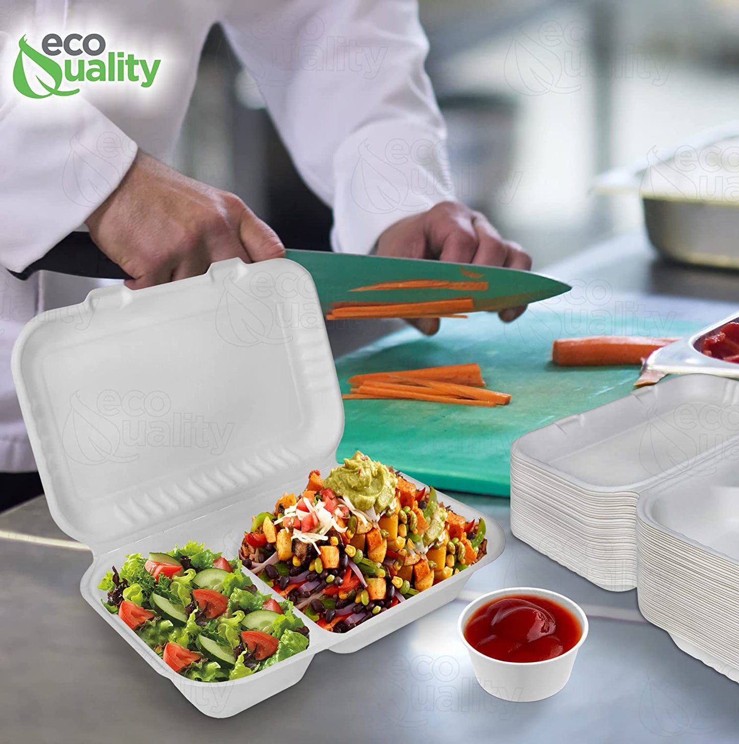 Rice Plates wax tree free Tree Free Stackable Square Hinged Clamshell Restaurants Parties Microwaveable Freezer Safe Heavy Duty Grease and Leak Resistant Proof Food Trucks Food Containers foam plastic alternative Ecofriendly Product Compostable Biodegradable Sugarcane Bagasse Clam Shell Take Out Containers carryout leftover mealprep burger box BPA Free 9x6x3 Take Out To Go Box 2 Compartment Online Store economical