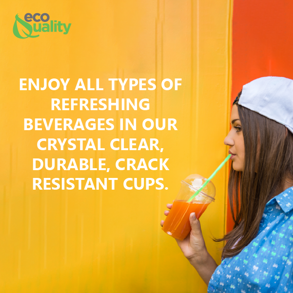 24oz Disposable Pet Clear Plastic Smoothie Cups with Clear Dome Lids