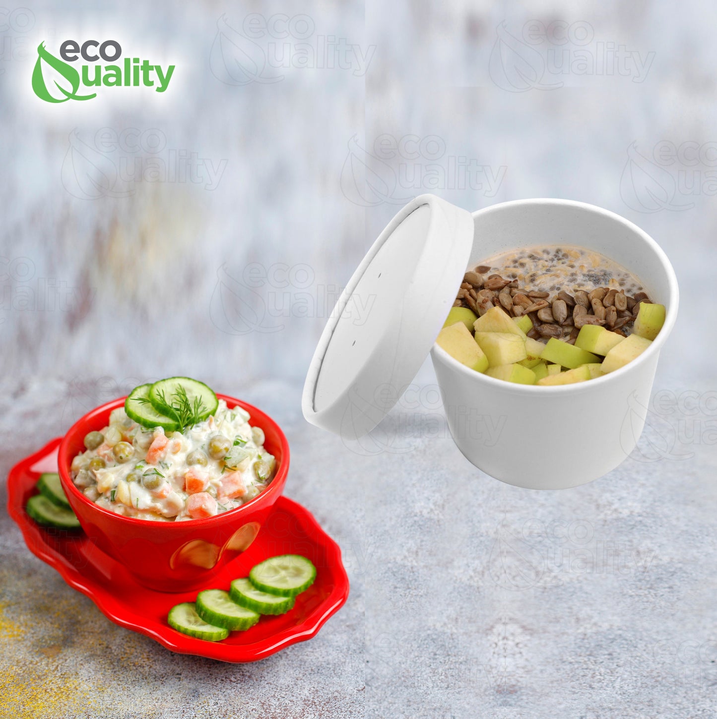 12oz Disposable White Paper Soup Containers Ice-Cream Paper Cup With Vented Lids