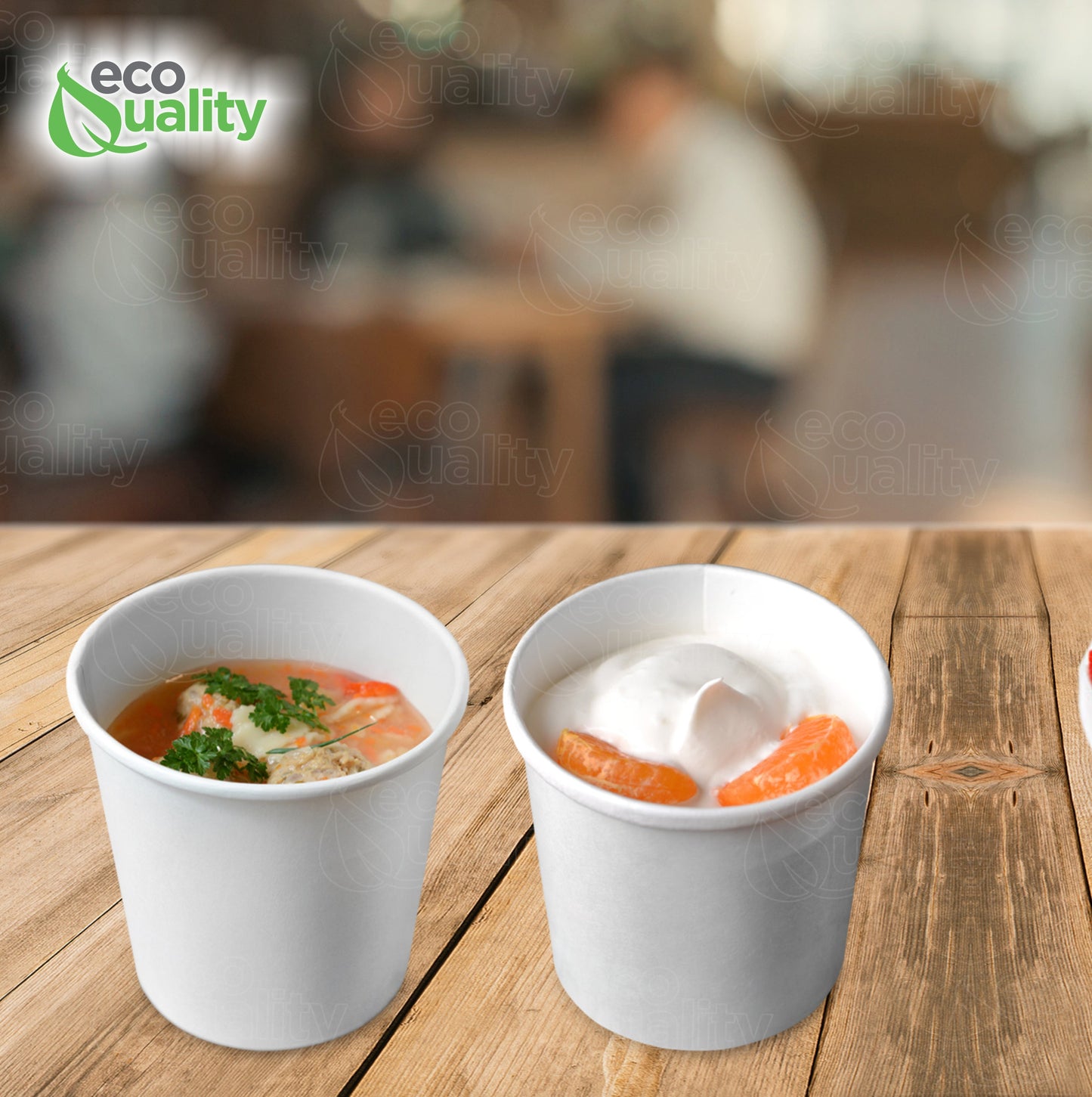 26oz Disposable White Paper Soup Containers Ice Cream Yogurt Cups