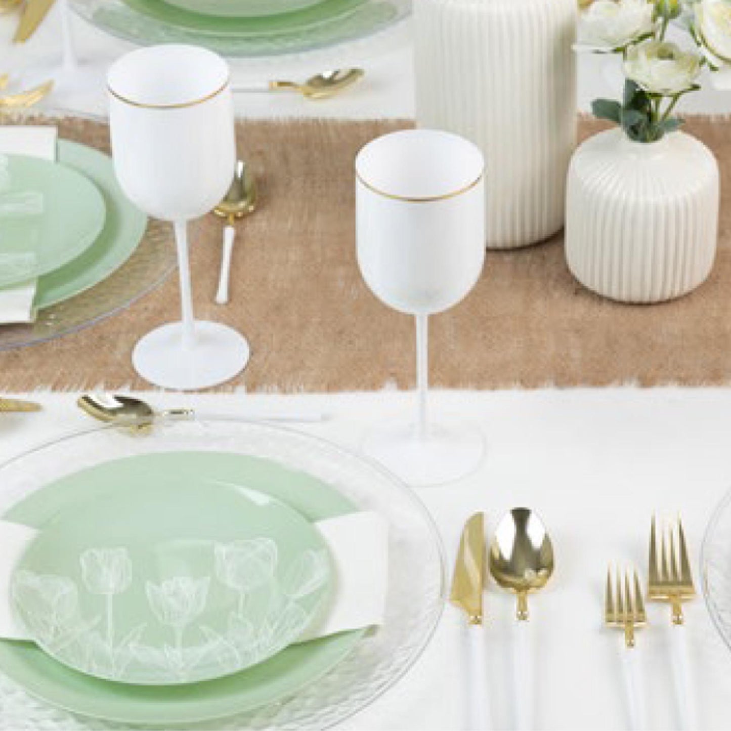 Plastic Tulip Mint Green Dinner Plates Combo Party Set