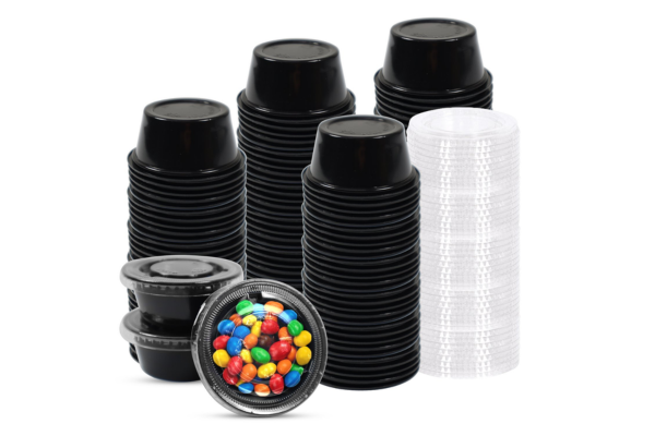 Secure, Stylish, and Sustainable: Introducing RestaurantSupplier Leak-Proof Black Plastic Condiment Souffle Containers