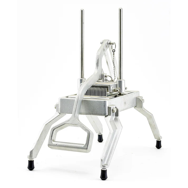 Kattex Onion Quick Slice 2/Pack constructed from aluminum and features durable stainless steel blades. There is a lever handle for quick and easy cuts with one motion. The base features non-skid feet to keep the slicer securely in place while in use. This model is also NSF listed.