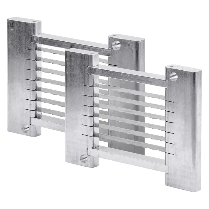 (3/16", 1/4") Blade Set Assembly for OS-188/OS-250 Onion Slicer (2 pieces) 1/Pack comes with two stainless steel wire blades that provide clean, razor-sharp cuts. Designed for hassle-free food prep, these high quality blades can be stacked together to create a finer cut. These blades work with Winco OS-Series onion slicers. A must-have in any commercial kitchen to quickly and easily cuts onions, celery, and more. This model is also NSF listed.