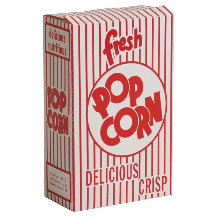 Benchmark Closed Top Popcorn Boxes these bags are thoughtfully crafted ensuring that the rich and flavorful butter stays securely contained within, preventing any unwarranted leakage. The addition of this protective feature not only preserves the integrity of the popcorn but also enhances the overall consumer experience.