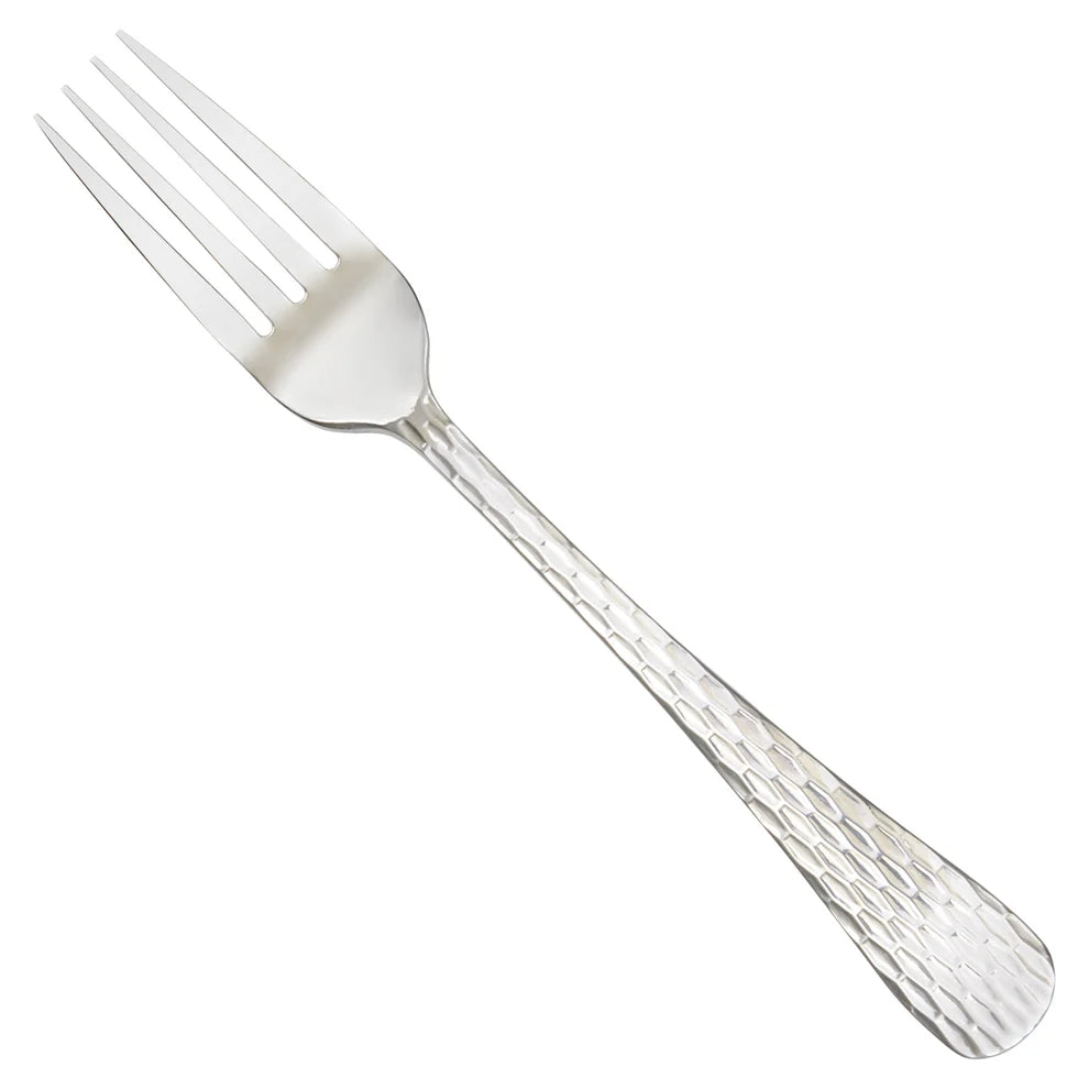 Winco 0023-06, 18/0 Hammered Finish, Med Weight Caspian Salad Fork