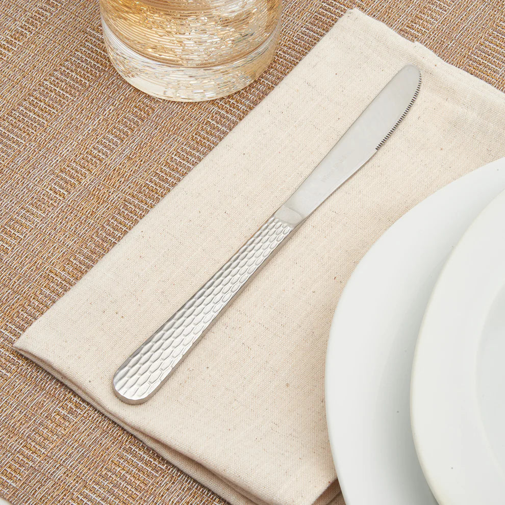 Winco 0023-08, 18/0, Hammered Finish, Med Weight Caspian Dinner Knife