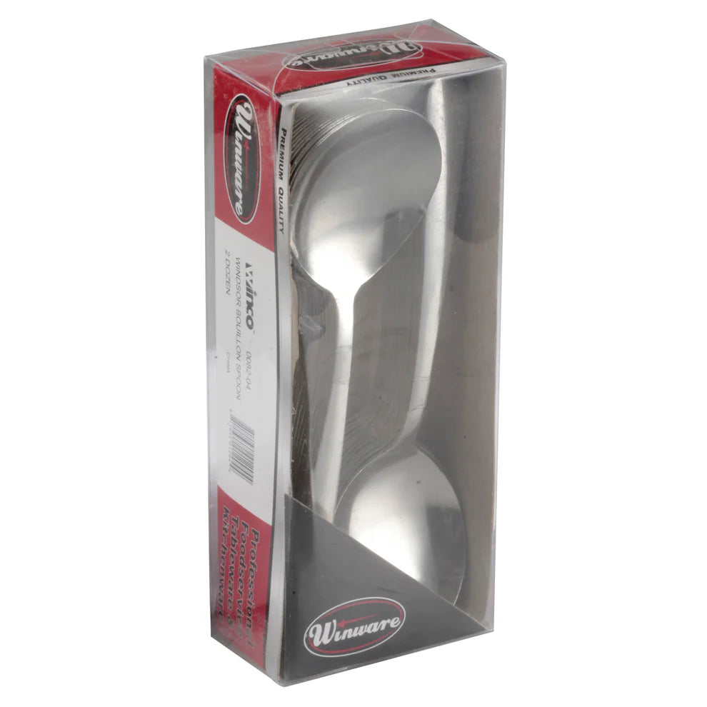Winco 0082-04, 2doz/pk, 18/0 Medium Weight Windsor Bouillon Spoon