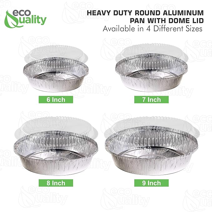 Disposable Round Aluminum Foil Takeout Pans with Clear Dome Lids