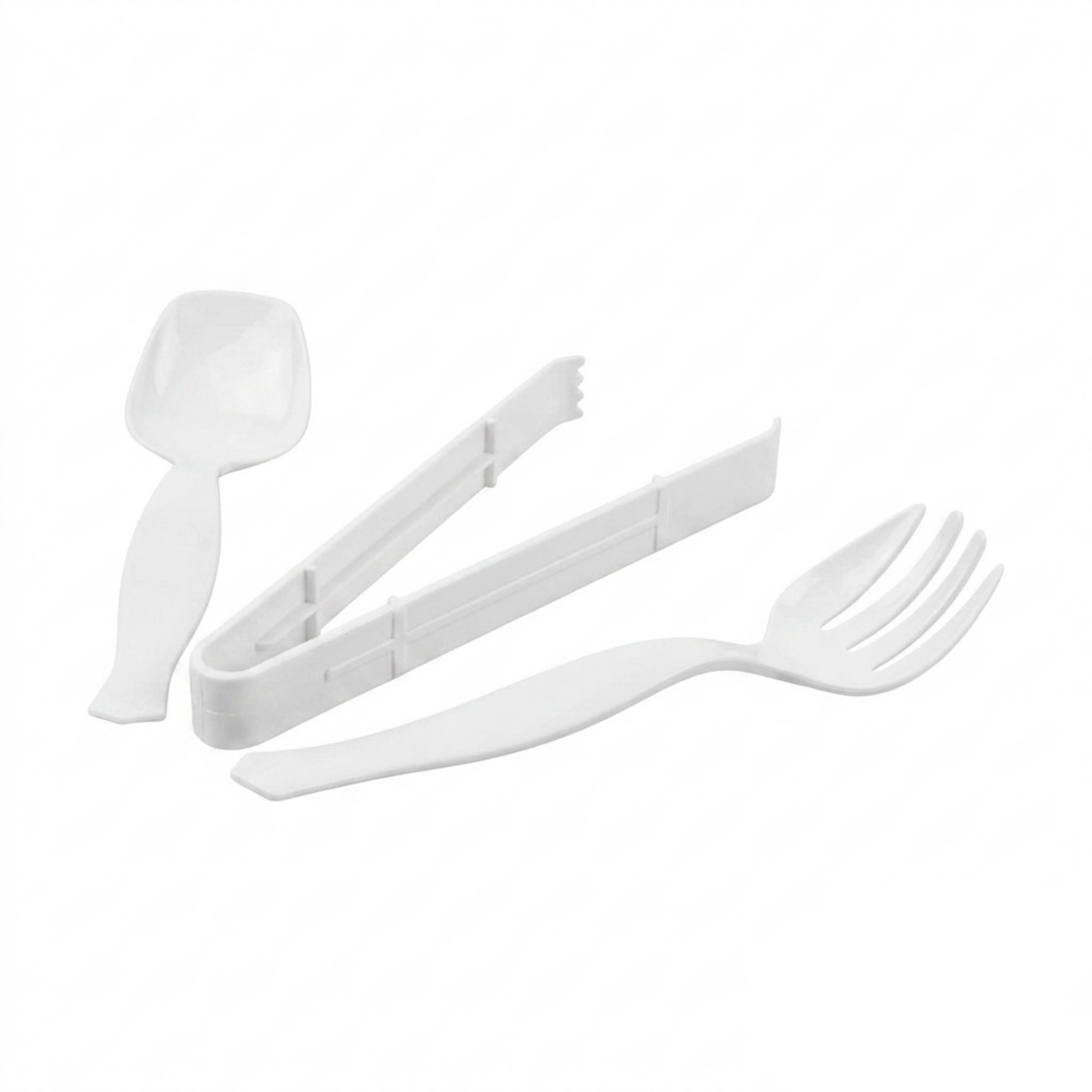 Plastic Disposable Heavy Duty Serving Fork, Spoon & Tongs Set