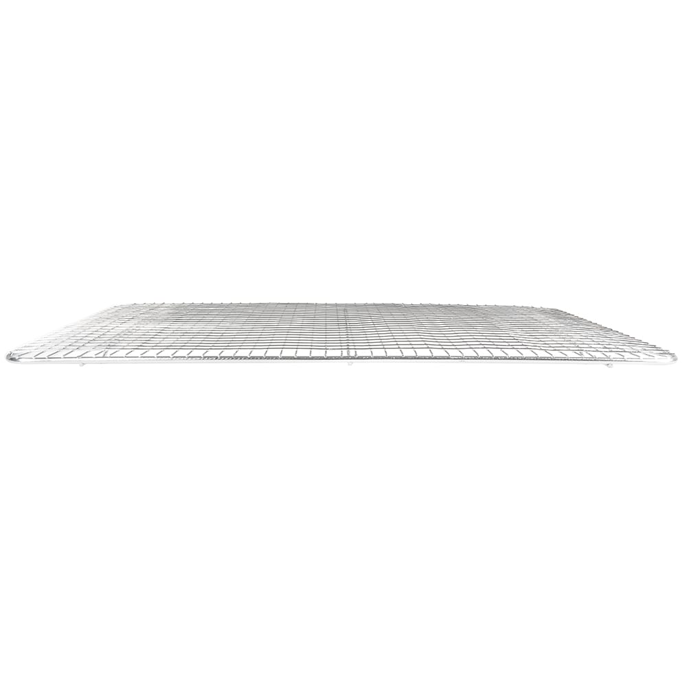 Pan Grate for Steam Pan 12/Pack featuring short feet raises foods off the pan bottom to prevent sticking and to drain off water. Moisture can fall off food through the wire grates and collect in the bottom of the pan. This unit’s wire construction is chrome-plated to provide a durable, protective finish.