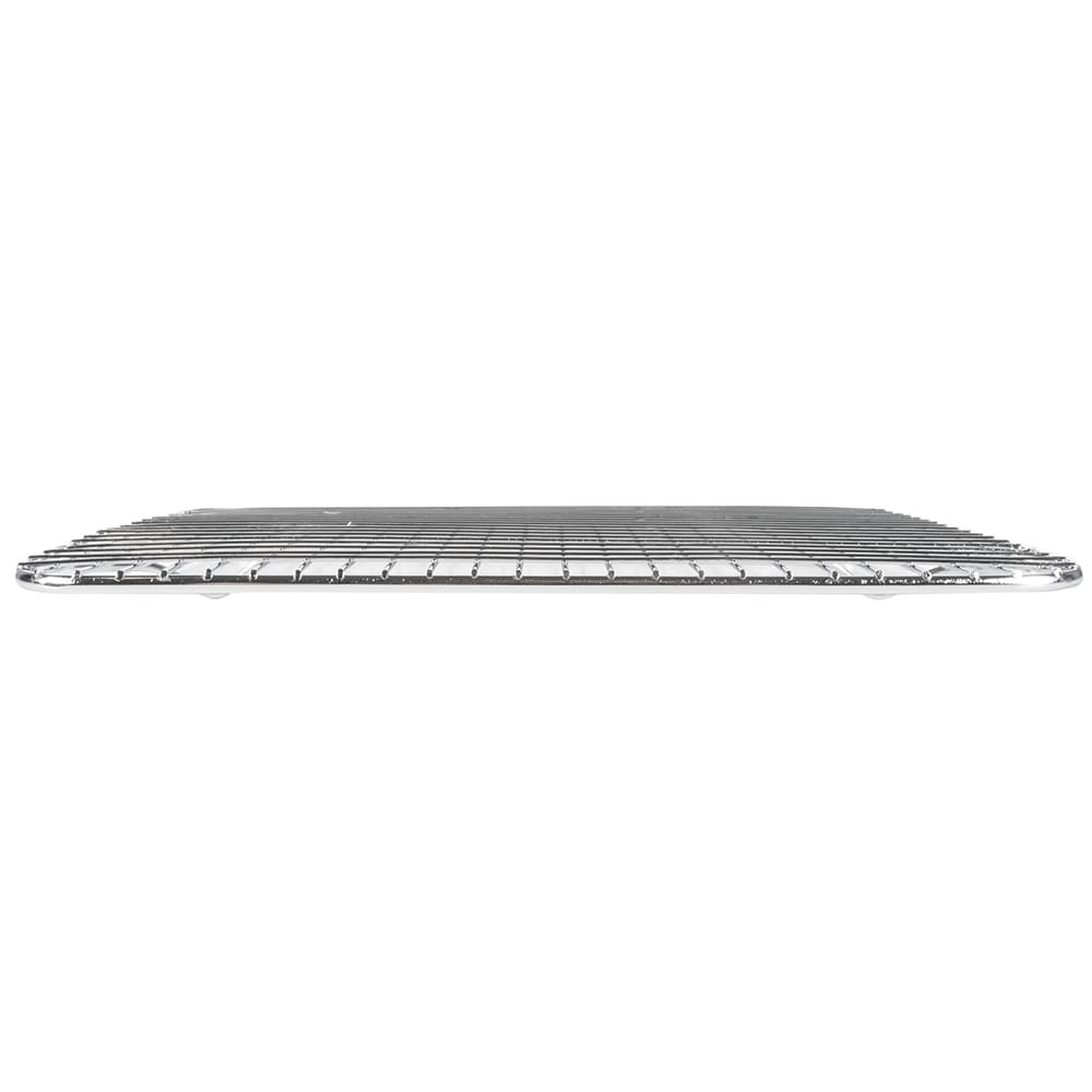 Pan Grate for Steam Pan 12/Pack featuring short feet raises foods off the pan bottom to prevent sticking and to drain off water. Moisture can fall off food through the wire grates and collect in the bottom of the pan. This unit’s wire construction is chrome-plated to provide a durable, protective finish.