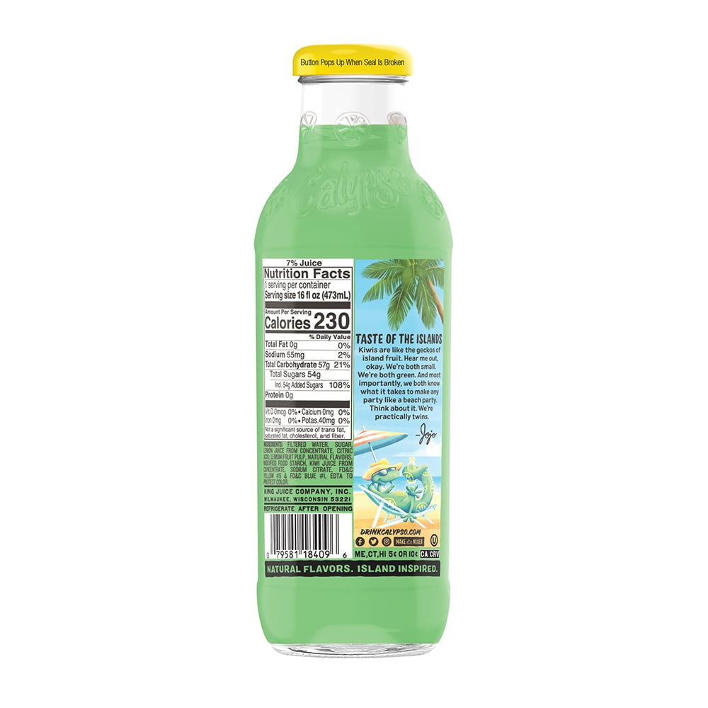16oz Calypso Kiwi Lemonade bottle tropical citrus drink