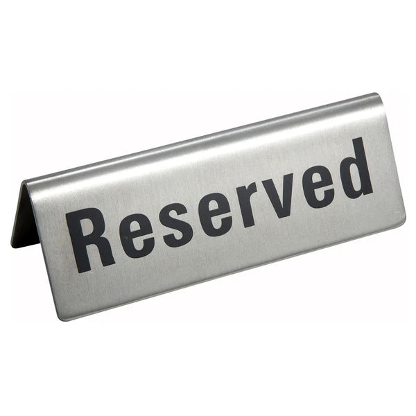Winco RVS-4, Stainless Steel "Reserved" Tent Sign