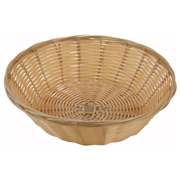 Winco PWBN-9B to PWBN-9V 9" x 7" x 2-3/4", Black/Gold Oval Poly Woven Baskets