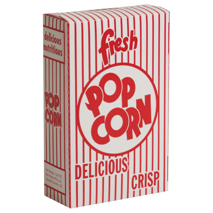 Benchmark Closed Top Popcorn Boxes these bags are thoughtfully crafted ensuring that the rich and flavorful butter stays securely contained within, preventing any unwarranted leakage. The addition of this protective feature not only preserves the integrity of the popcorn but also enhances the overall consumer experience.