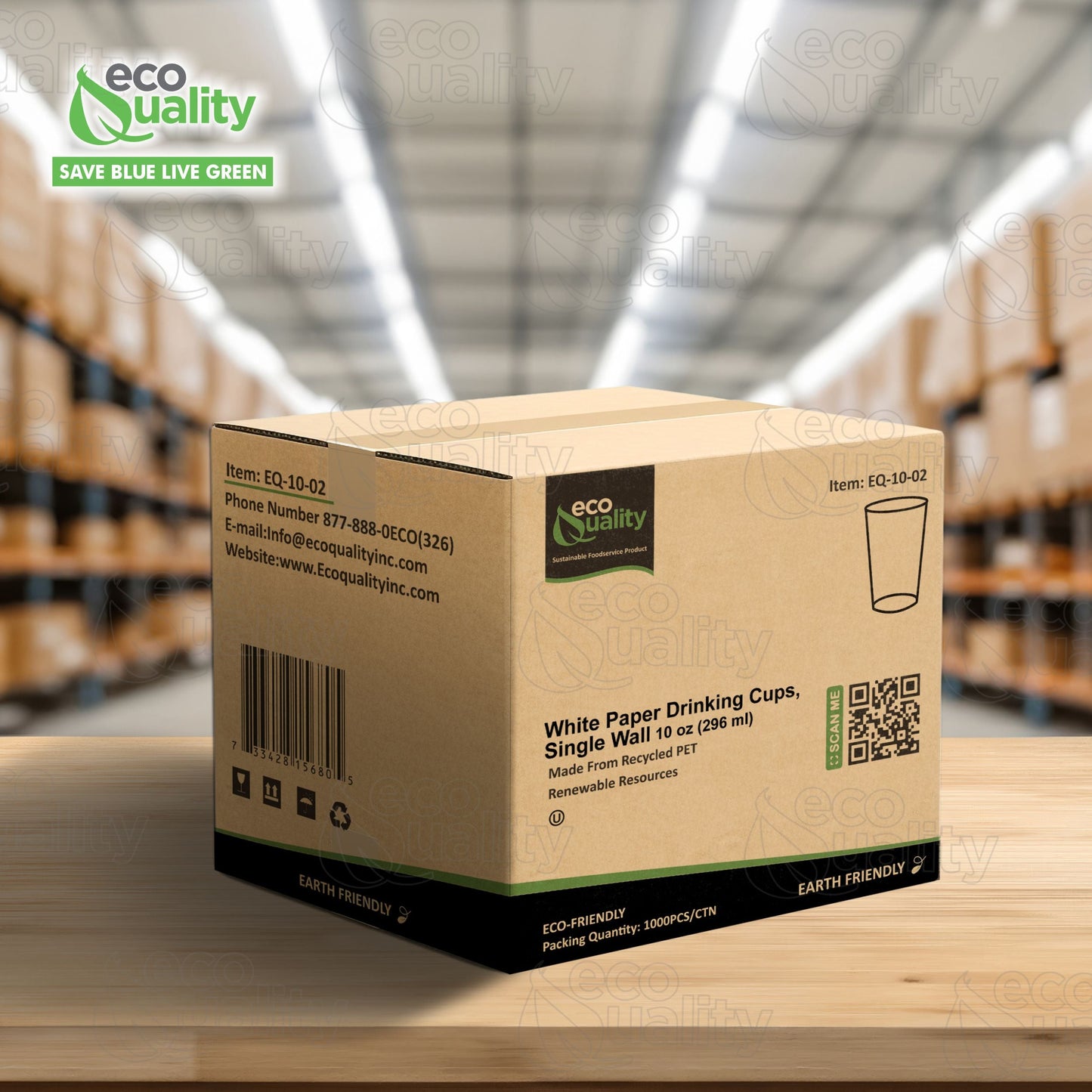 EcoQuality White Paper Cups Full Pallet 26 Cases Single Wall Drinking
