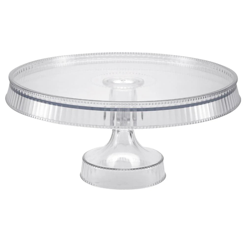 10.5" cake stand in white, silver, gold, clear, blue, and purple, perfect for displaying cakes, cupcakes, and desserts at weddings, birthdays, and special events with an elegant touch.