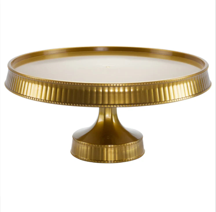 10.5" cake stand in white, silver, gold, clear, blue, and purple, perfect for displaying cakes, cupcakes, and desserts at weddings, birthdays, and special events with an elegant touch.