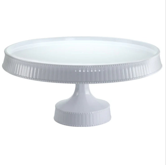 10.5" cake stand in white, silver, gold, clear, blue, and purple, perfect for displaying cakes, cupcakes, and desserts at weddings, birthdays, and special events with an elegant touch.
