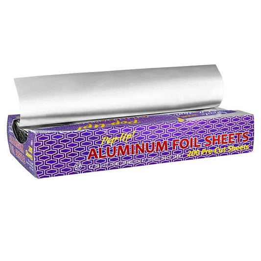 10.75"x12" pre-cut aluminum foil sheets, tear-resistant and heat-efficient, perfect for baking, grilling, cooking, and food storage in home kitchens, restaurants, and catering services.